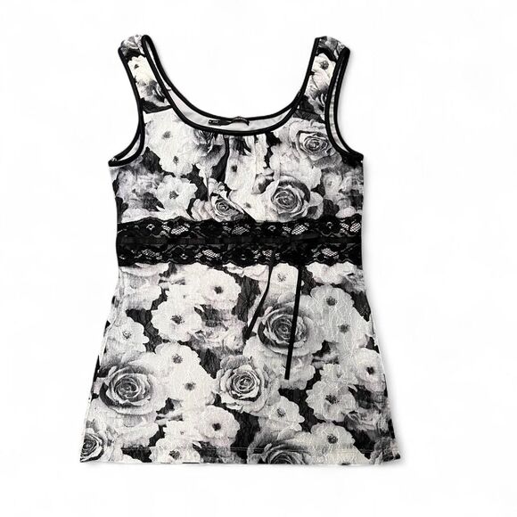 Y2K Whimsygoth Fairy Grunge Lace Milkmaid Bow Tank - Picture 1 of 6